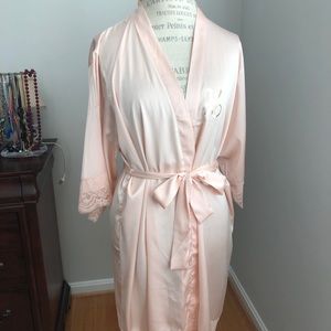 Pink Robe with Lace Detail